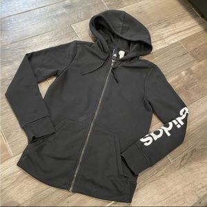 adidas Black White Essentials Full-Zip Hoodie